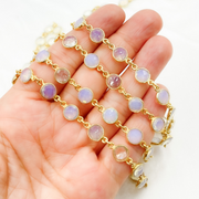Opalite Round Shape Bezel Gold Plated Wire Chain